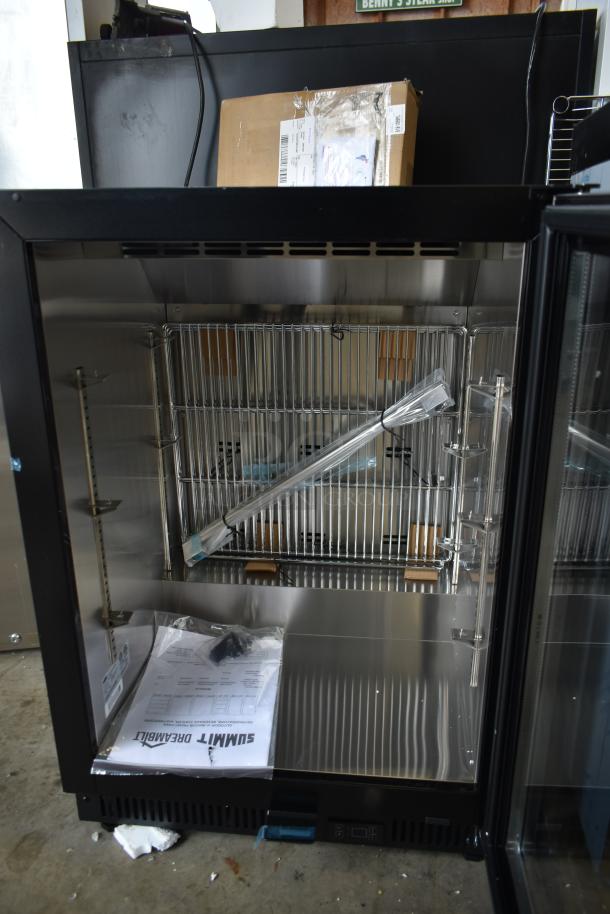 Brand new Summit SCR610BL 24" stainless steel undercounter beverage refrigerator with glass door, scratch and dent.