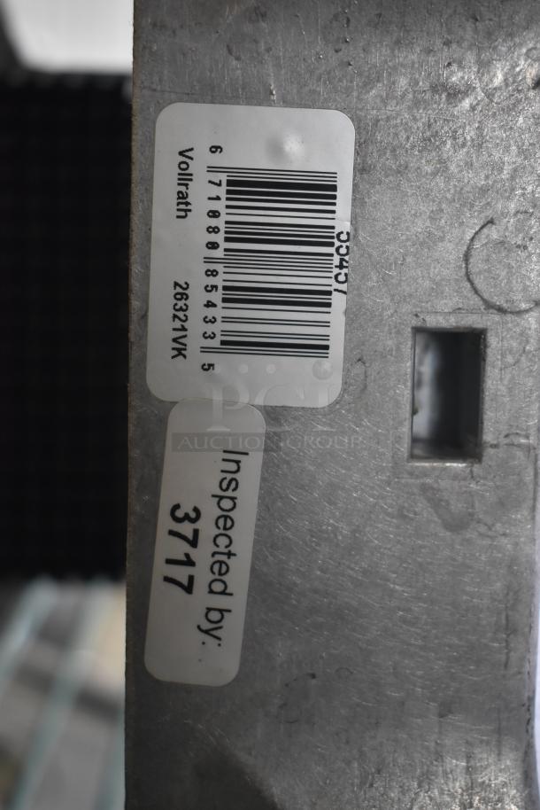Vollrath lettuce head cutter with label showing model 26321VK, inspected tag "Inspected by 3717."