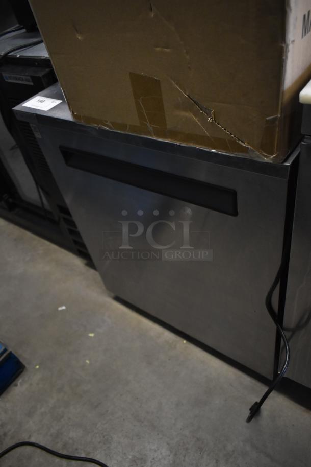 Delfield single door undercounter cooler on casters, stainless steel, 115V, 1 phase, commercial use, good condition.