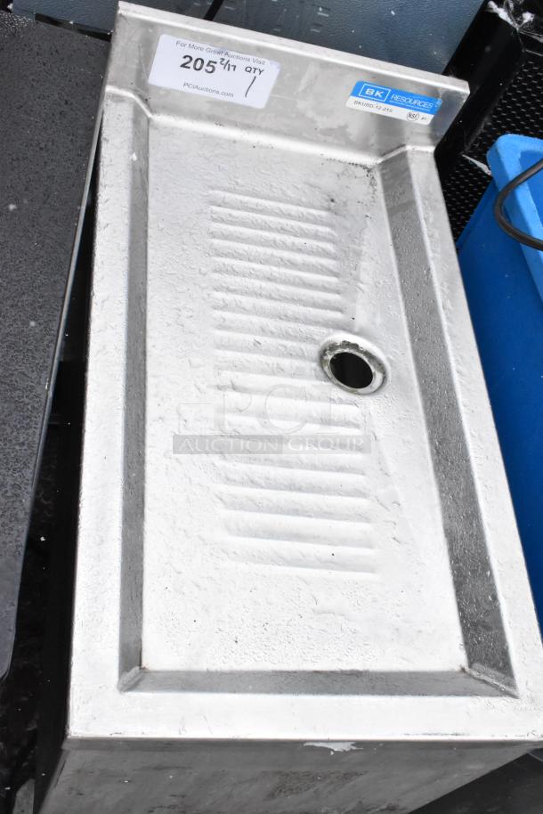 BK Resources BKUBD-12-21S drain board, stainless steel, used condition, visible model label, drainage opening.