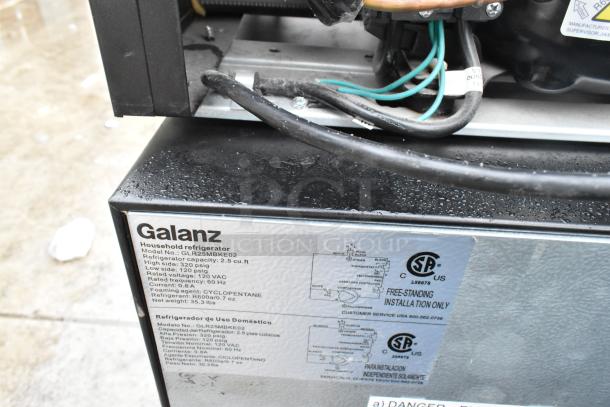 Six mini coolers, including Haier HC17SF10RB and Galanz GLR25MBKE02, 120V, 1-phase, with detailed labels and specs visible.