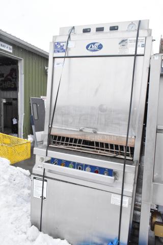 LVO FL14E stainless steel commercial pot and pan washer, front load, floor style, 460V, 3 phase, control panel visible.