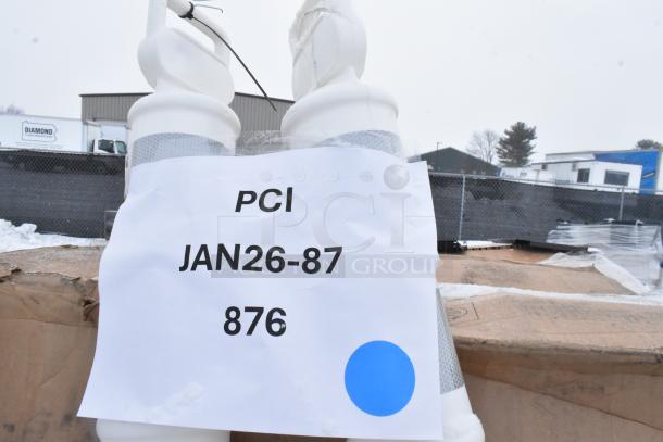 Group of 14 items, including shelves and chair cushions. Label reads "PCI JAN26-87 876" with a blue dot.