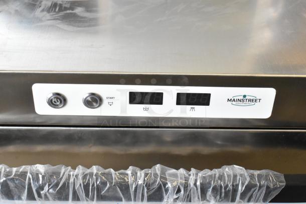 Brand new Mainstreet 541HTUC30 undercounter dishwasher, 208/240V, 1 phase. Features control panel and protective wrapping.