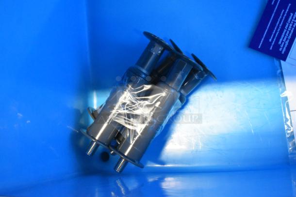 Packaged metal fittings in blue bin, possibly components for Manitowoc UYF0140A-161B ice machine.