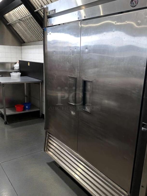 True T-49 commercial reach-in refrigerator, 49 cu. ft., stainless steel, 2 solid doors, UL & NSF listed, fully operational.
