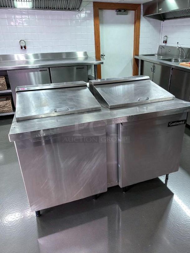 Continental Commercial Refrigerated Prep Table, stainless steel, excellent condition, NSF & UL listed, fully tested.