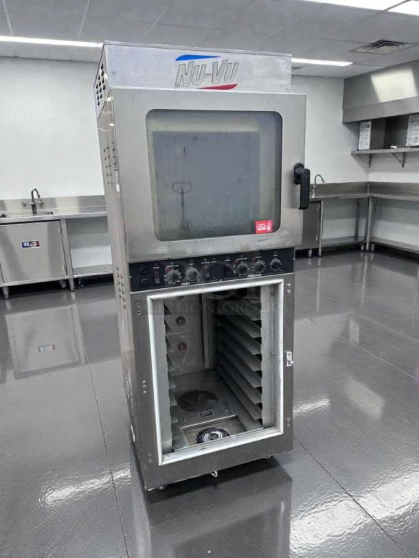 Nu-Vu OP-4/8M commercial oven & proofer combo, excellent condition, with control panel, ETL & NSF listed, 208V, stainless steel.