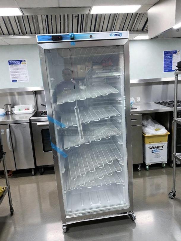KoolMore KM-FHD20MGD commercial glass door reach-in freezer, 20 cu. ft., immaculate condition, UL & NSF listed.