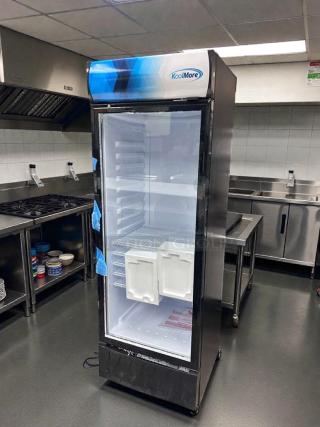 Commercial KoolMore MDR-16G-12C glass door refrigerator, 16 Cu. Ft., UL & NSF listed, fully tested, high-grade condition.