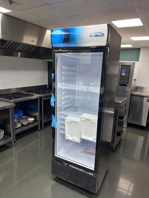 KoolMore MDR-16G-12C commercial glass door refrigerator, 16 Cu. Ft., high-grade condition, UL & NSF listed, fully operational.