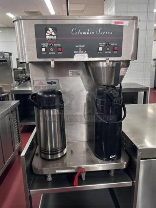 American Metal Ware Columbia Series R49-S dual coffee brewer with shuttle and airpot, UL & NSF listed, fully operational.