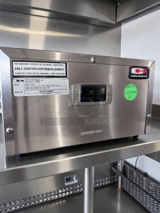 Carter-Hoffmann heated holding cabinet, stainless steel, model KFCVOBH208; UL & NSF listed, excellent condition, fully tested.