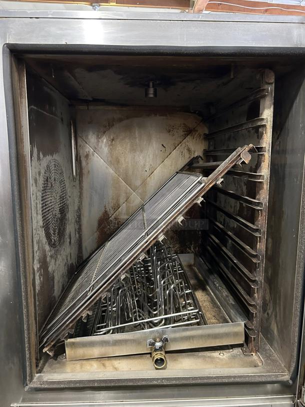 BKI ETE102R commercial electric combi oven, boilerless design, 208V/3 Phase, UL & ETL listed, interior view, used condition.