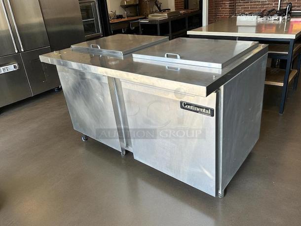 Continental Refrigerator SW60-24M, 60" stainless steel refrigerated worktop in exceptional condition, fully tested, Bensalem, PA.