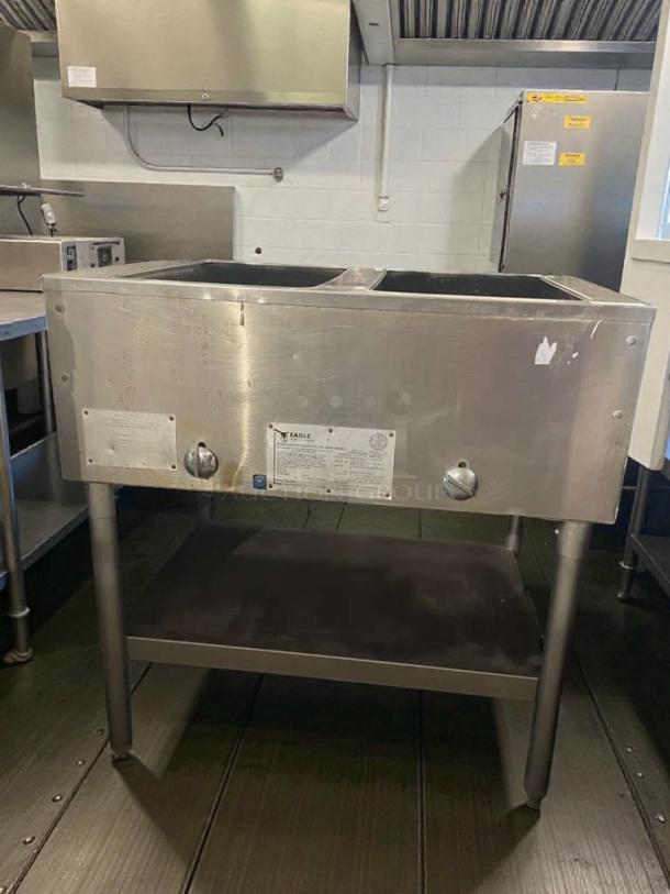 Eagle Group Waterless Hot Food Table, 2-well, manual controls, stainless steel, exceptional condition, fully tested model EAG-L-HOT-0096.