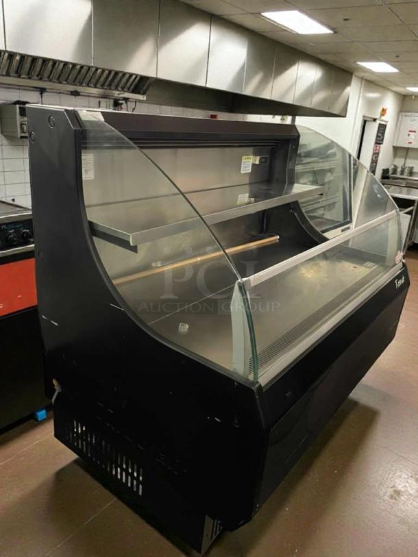 Turbo Air TOM-50LB commercial display refrigerator, top-tier condition, glass front, black exterior, fully tested and working.