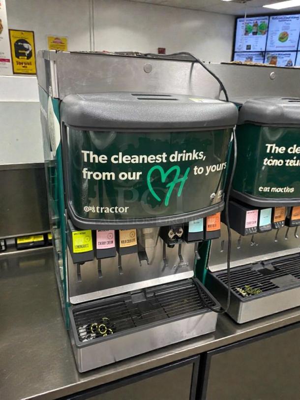 Flawless Tractor Beverage Co. multi-flavor juice dispenser, model TRC-M-JCE-0023, 115V, tested, working, clean condition.