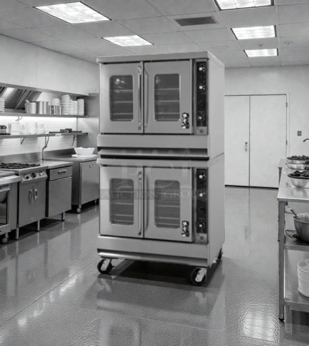 Montague Company 2-115A 38" gas convection oven, 115,000 BTU, premium condition, fully tested, front view in commercial kitchen.