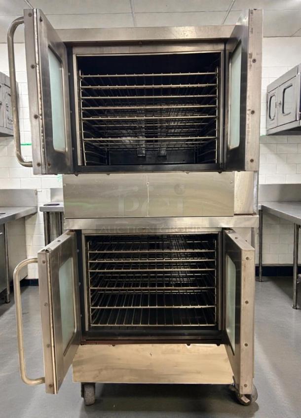 Montague Company 2-115A 38" commercial gas convection oven, 115,000 BTU, premium condition, dual doors open. Fully tested.