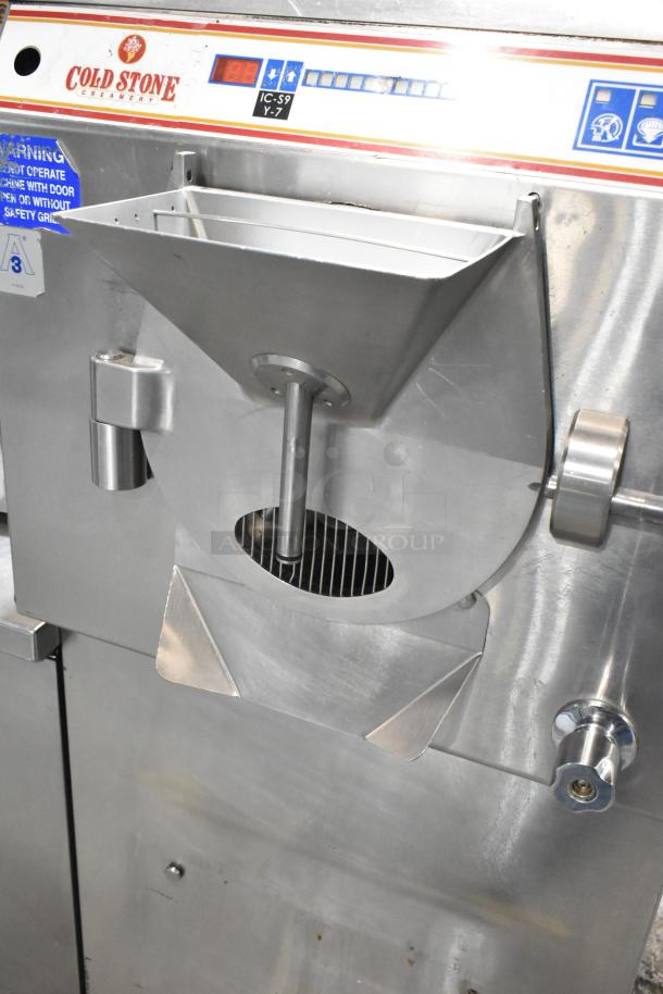 Carpigiani LB-502 batch freezer, commercial floor model, stainless steel, water-cooled, 208/230V, 3-phase, Cold Stone branding.