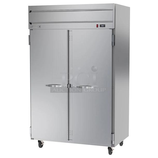 BRAND NEW Beverage Air HR2HC-1S 2-Door Reach-In Cooler, 115V, 1 Phase, scratch and dent condition, stainless steel.