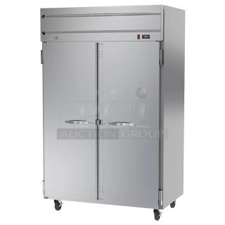 BRAND NEW Beverage Air HR2HC-1S 2-Door Reach-In Cooler, 115V, 1 Phase, scratch and dent condition, stainless steel.