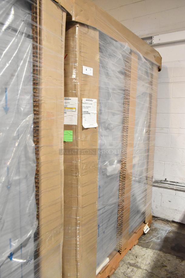 Beverage Air PRI2-1AS-XDX commercial roll-in cooler, new with scratch and dent, 115V, 1 phase, wrapped in packaging.