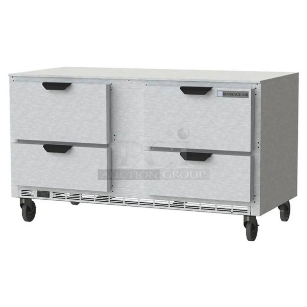 BRAND NEW Beverage Air UCFD60AHC-4 commercial 4-drawer undercounter freezer, 115V, with minor scratches and dents.