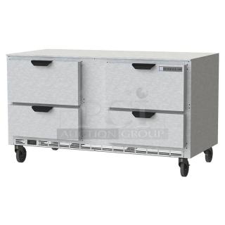 BRAND NEW Beverage Air UCFD60AHC-4 commercial 4-drawer undercounter freezer, 115V, with minor scratches and dents.
