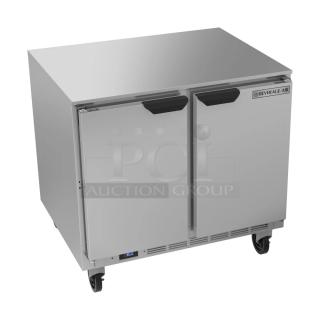 Beverage Air UCR36AHC-23 undercounter freezer, stainless steel, two-door, with minor scratches and dents, 115 volts, 1 phase.