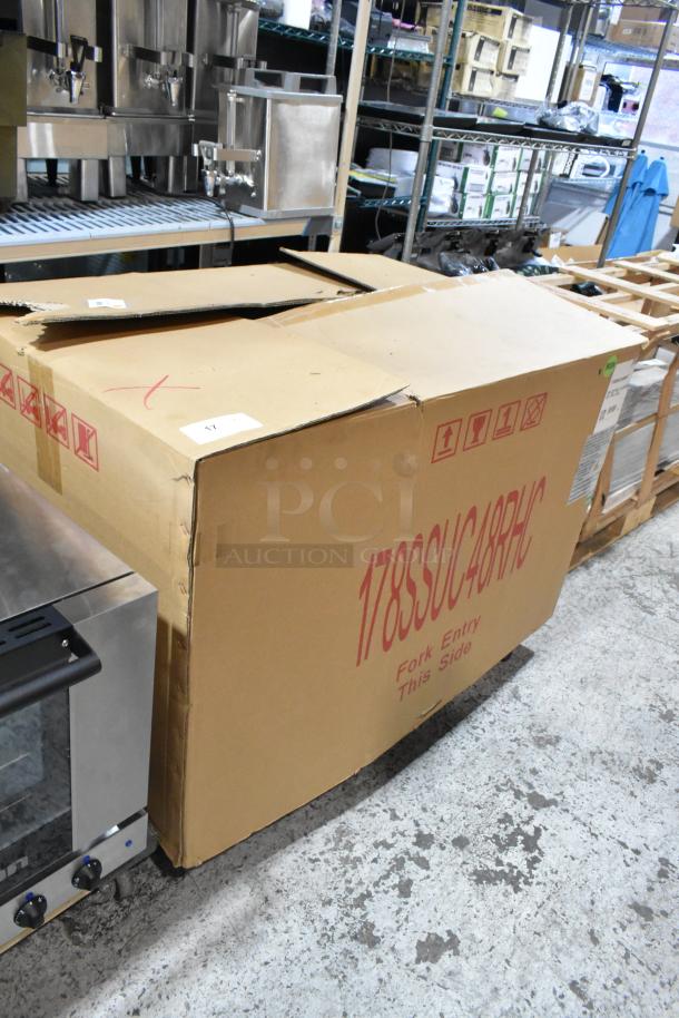 New Avantco 178SSUC48RHC undercounter cooler in damaged box. 2024 model, 115 volts, 1 phase, commercial use.