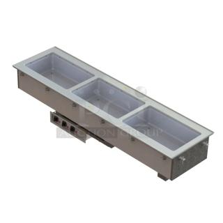 Brand new Vollrath VOLLR36649 hot well drop-in pan, 208/240V, 1 phase, short sided, minor scratch and dent.