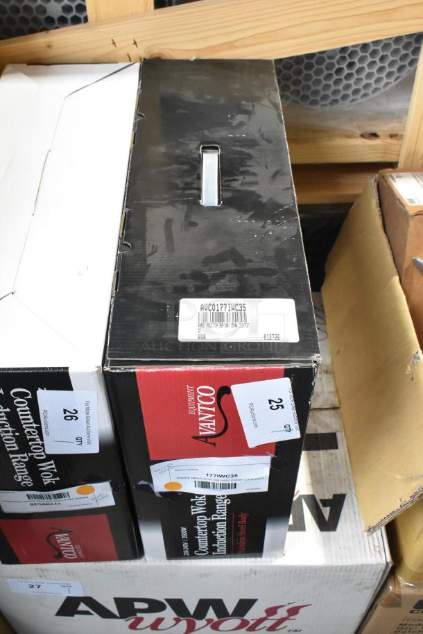 Brand new 2024 Avantco 177IWC35 countertop wok induction range, minor scratches, 208-240V, single-phase, model SH/WO/IN 3500.