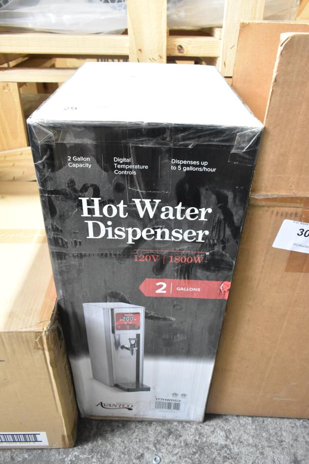 Brand new Avantco 177HWDD2 hot water dispenser, 2-gallon, digital controls, 120V. Scratch and dent condition.