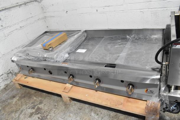 Brand new Cooking Performance Group CPG GT-CPG-60-NL 60" countertop griddle. Natural gas, 150,000 BTU, thermostatic controls, minor scratches.