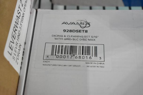AvaMix dicing grids, model 928DSET8, 5/16", new, with grid/SLC disc max, made in China, packaged with barcode.