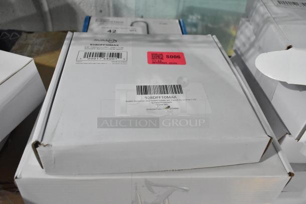 Eight new AvaMix dicing grids, 3/8" French fry grid, for 1 1/2 hp processors. Labels indicate model 928DFF10MAX.