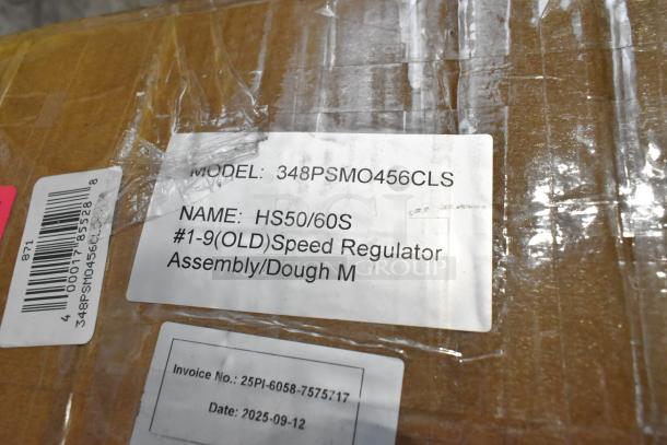 Brand new scratch and dent Estella 348PSMO456CLS clutch assembly for SM50/SM60. Model 348PSMO456CLS. Tags indicate part specifications.