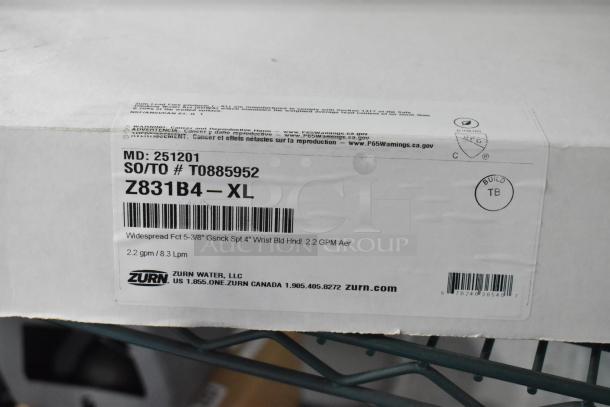 BRAND NEW Zurn Elkay Z831B4-XL AquaSpec faucet box, 5 3/8" gooseneck spout, 2.2 GPM, ceramic cartridge, wrist handles.