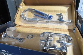 BRAND NEW SCRATCH AND DENT! Waterloo 750PRDL48 1.15 GPM Low Profile Deck-Mounted Pre-Rinse Faucet with 4" Centers and 8" Add-On Faucet