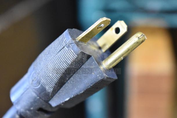 Close-up of a power plug for a 2023 Prince Castle EHB34A-2 holding bin, 208-240 Volts, 1 Phase.