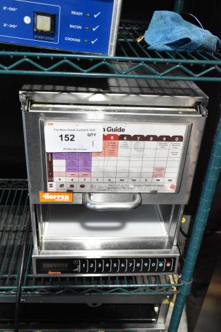 2022 Menumaster OC24HBK Commercial Microwave Oven, 208/240 Volts, 1 Phase, keypad controls, cooking guide label.