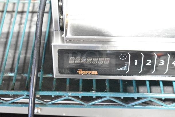 2022 Menumaster OC24HBK Commercial OnCue Microwave Oven; digital display; 208/240V, 1 Phase; "The Hopper" branding.