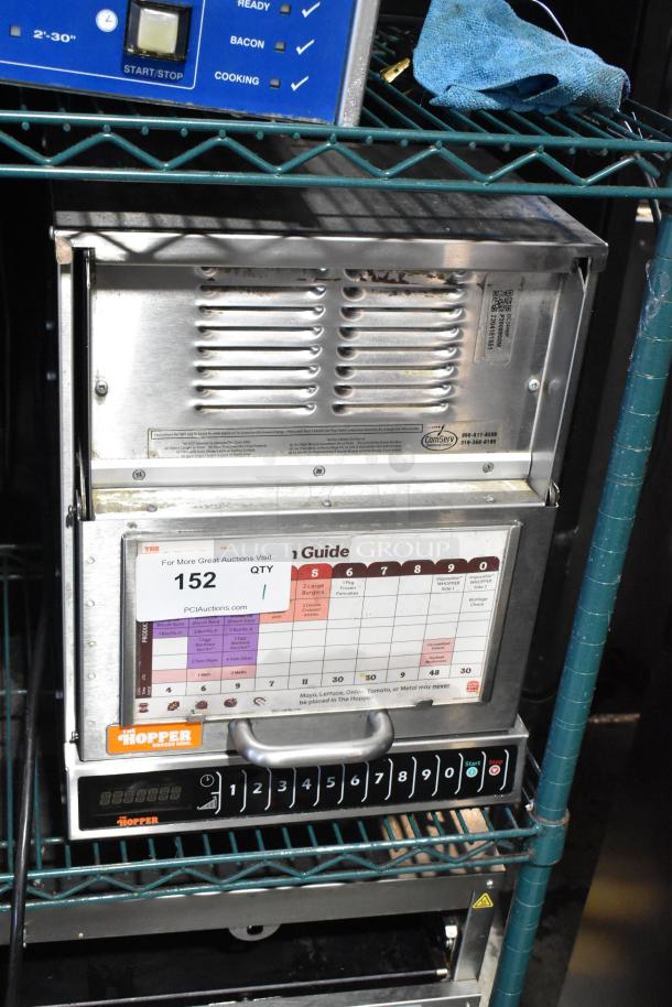 2022 Menumaster OC24HBK Commercial Microwave Oven, 208/240V, 1 Phase, digital controls, cooking guide displayed.