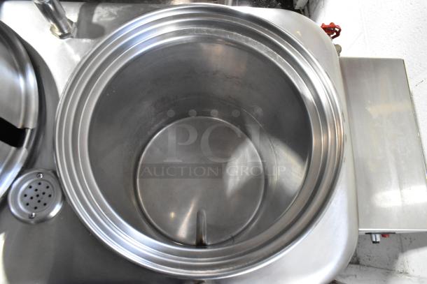 Curtis RU-600-80W Commercial Twin Coffee Urn, stainless steel, open lid view, 208/220 volts, excellent condition.