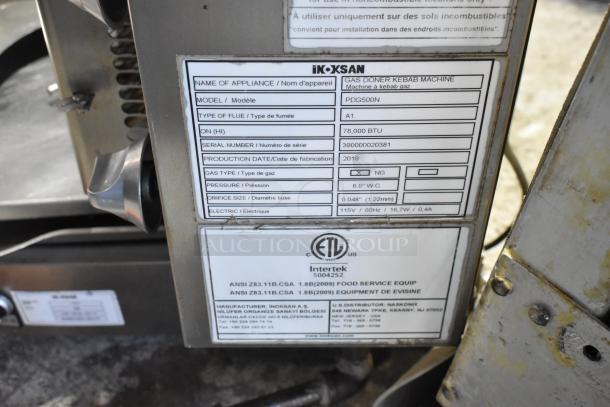 2019 Inoksan PDG500N Gyro Machine, natural gas powered, 78,000 BTU, countertop model. Serial No. 390000020381.