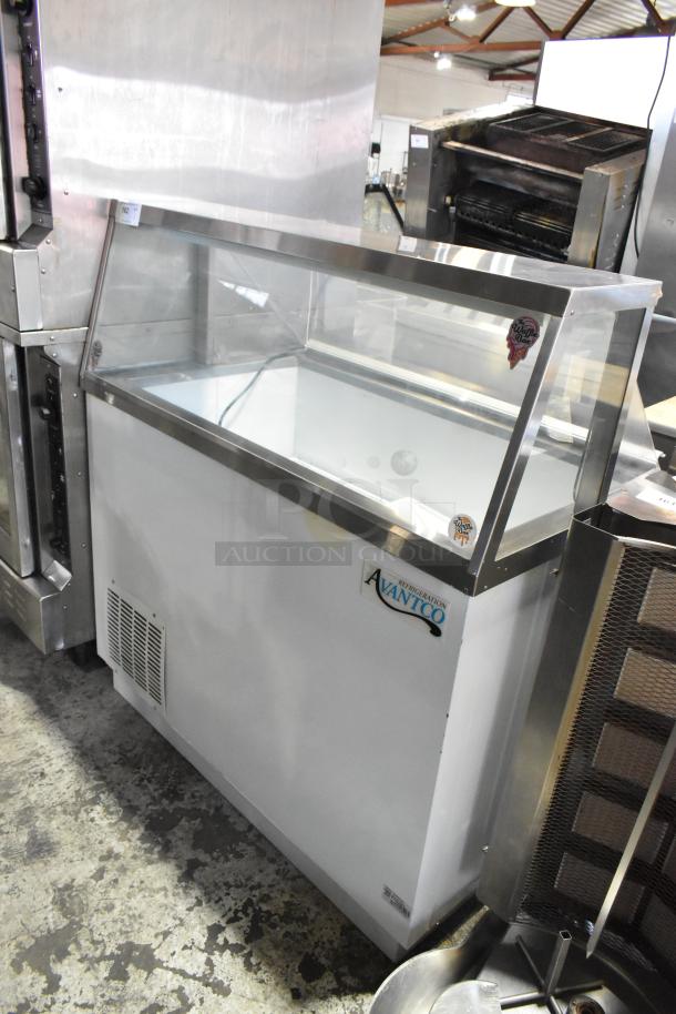Avantco 178CPW47HC commercial ice cream dipping cabinet with glass display, 115 volts, 1 phase, in good condition.
