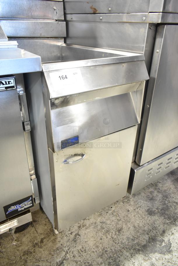Pitco Frialator gas-powered commercial fryer, floor style. Stainless steel, item tag 164, moderate wear.