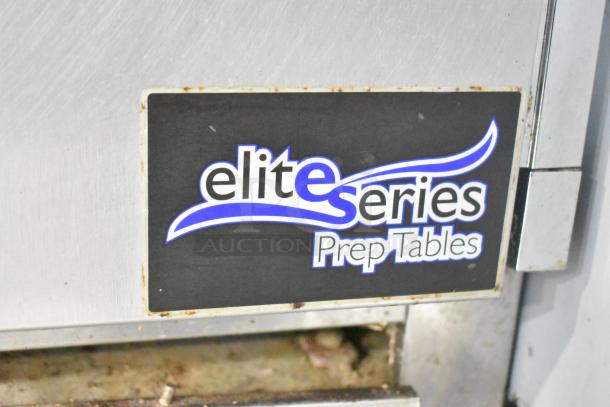 Beverage Air SPE60-24M Elite Series prep table label; commercial use; minor wear visible.